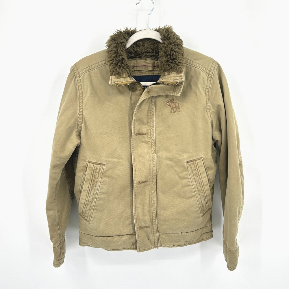 Abercrombie & Fitch‎ Adirondack Sherpa Bomber Jacket Men M Vintage Y2k Canvas